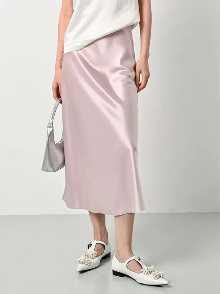 High-Waisted Satin A-Line Skirt - Elegant Spring/Summer 2025