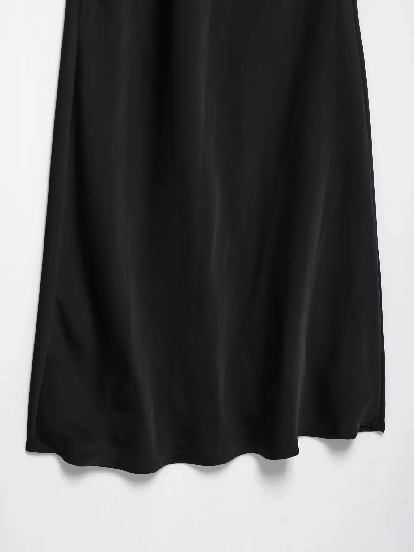 TRAFZA Summer Causal Silk Satin Texture Dresses For Women Pleated Short Sleeves Vintage V-neck Summer Pajama Style Midi Dresses