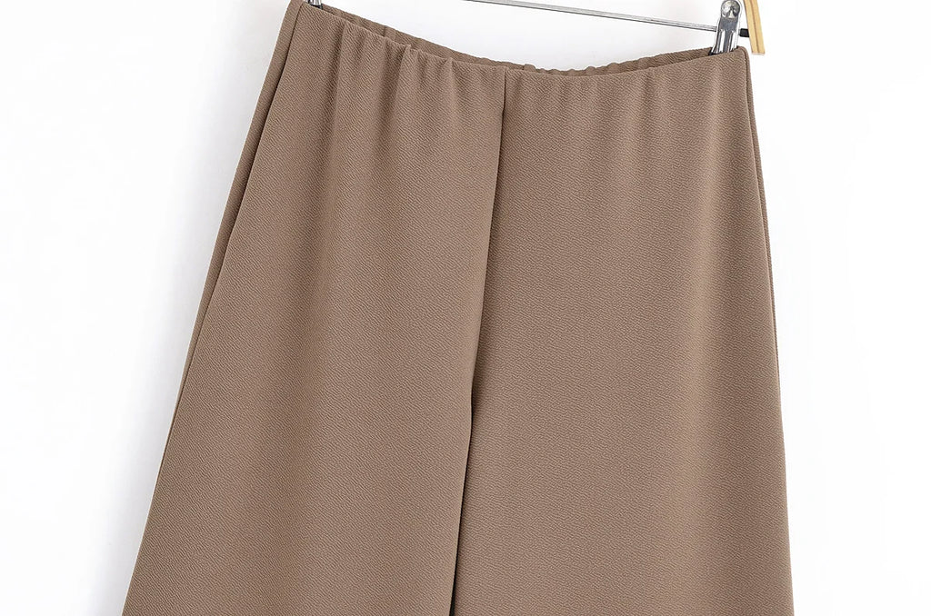 TRAF Simple Style Wide Leg Pants 2 Pieces Sets For Women Ruched Pin Vest Top Trousers Women's Suit 2025 New Casual Woman Outfits