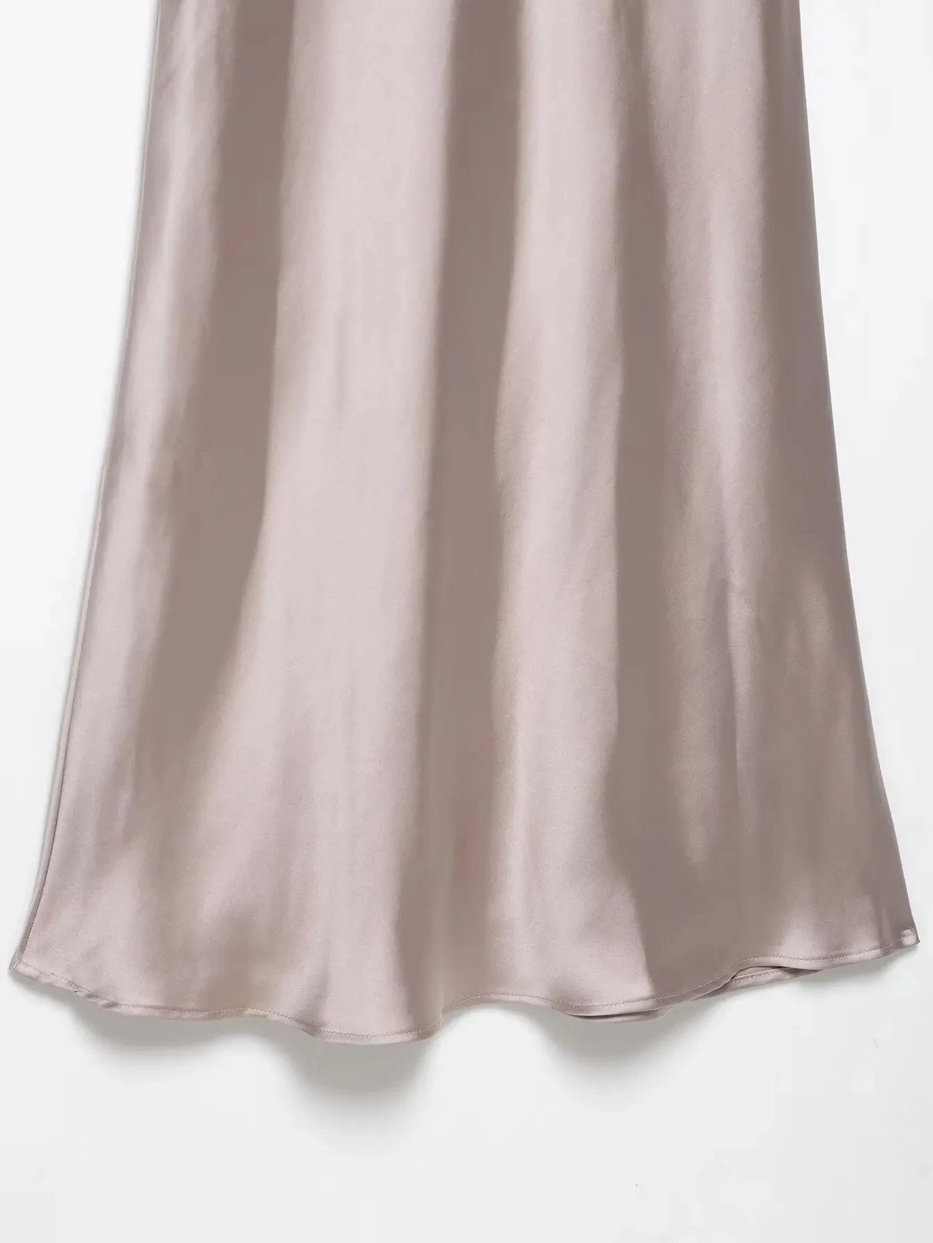 TRAFZA Summer Causal Silk Satin Texture Dresses For Women Pleated Short Sleeves Vintage V-neck Summer Pajama Style Midi Dresses
