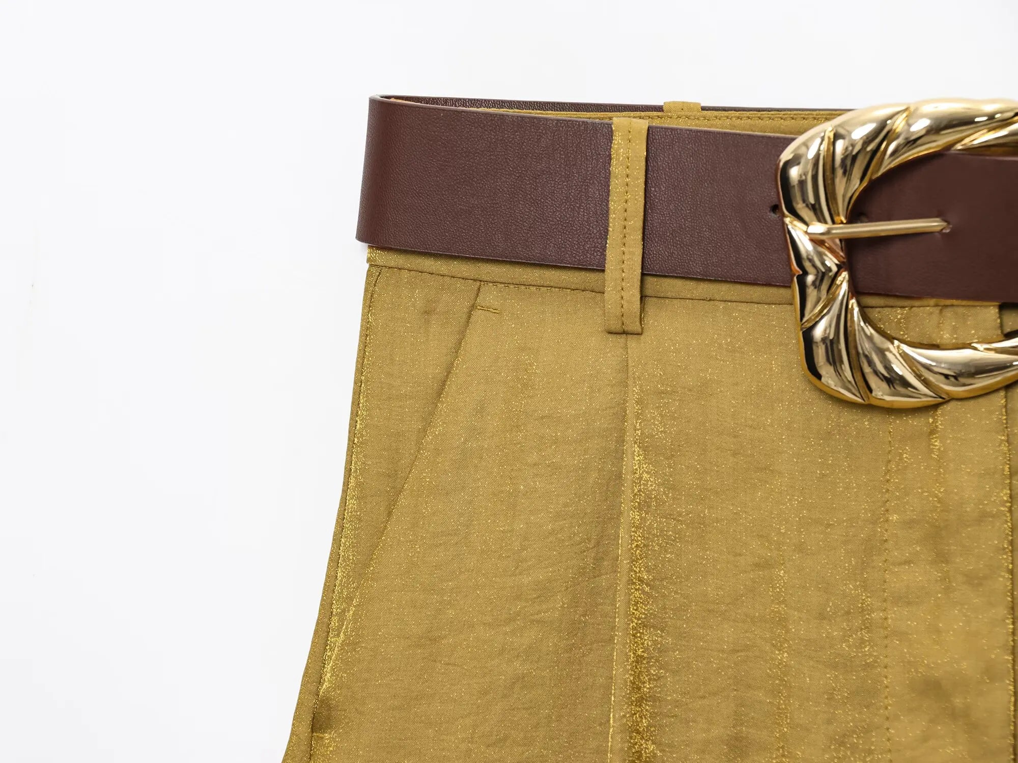 PB&ZA2025 Summer New Women's Solid Color Temperament Matching Belt Satin Textured Wide Leg Casual Pants