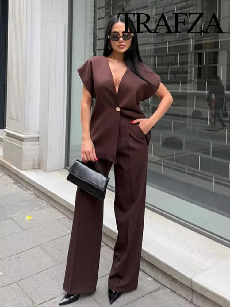 Chic V-Neck Vest &amp; Pant Set - Summer 2025 Glam
