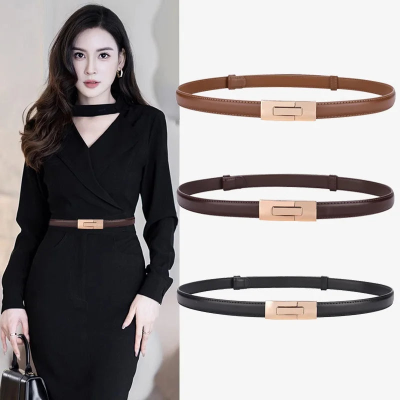 Luxury Soft Cowhide Thin Belt - Elevate Your Style
