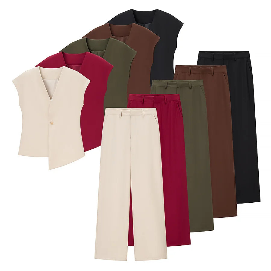 Chic V-Neck Vest &amp; Pant Set - Summer 2025 Glam