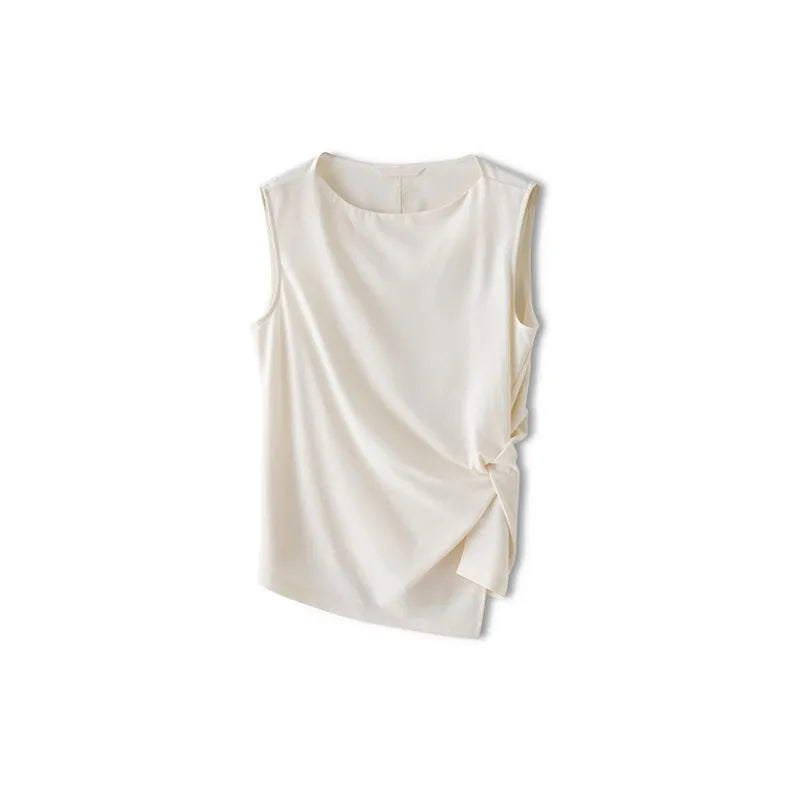 Ele Pm Silk No-Sve Top Women's Regular Fit Summer Faion Twist Knot Design Slimming Garment