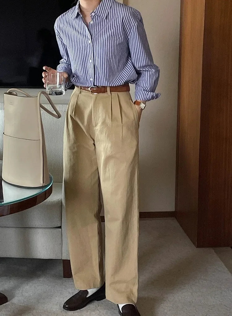 French Vintage Khaki Pants - Chic Meets Timeless