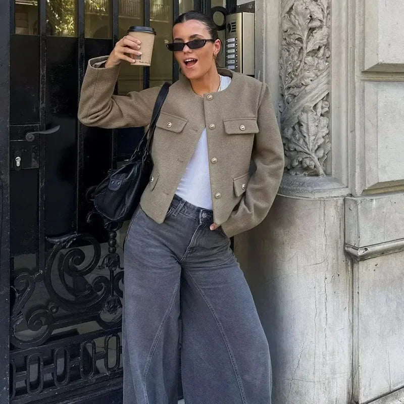 Elegant Cropped Button Jacket - Summer 2025 Chic