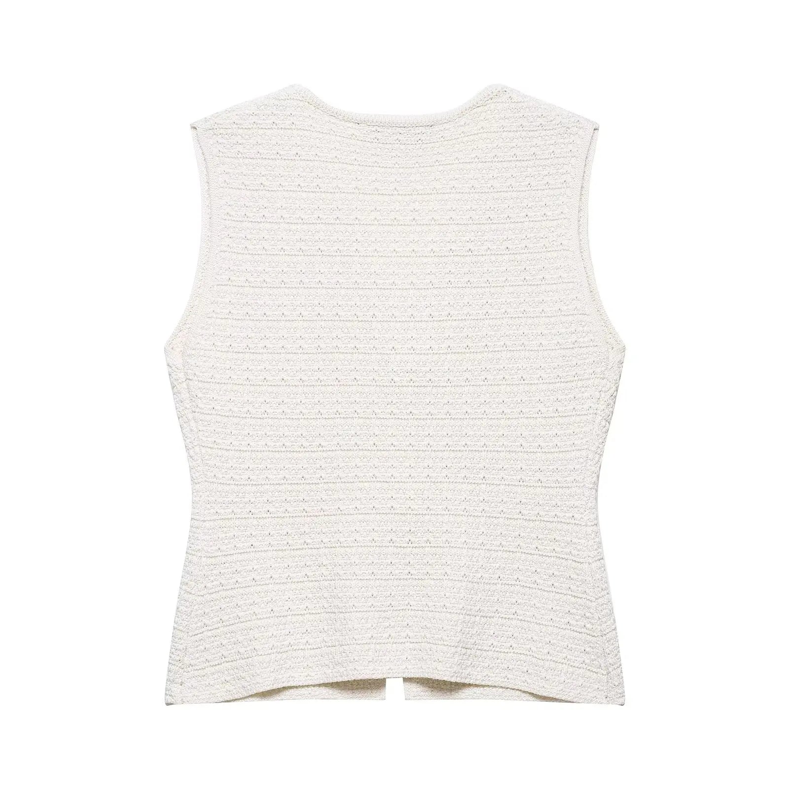 TRAFZA Women's Casual Slim Sets Solid Sleeveless Single-Breasted Vest Top+High Waist Mini Skirt Female Fashion Skirt Suit