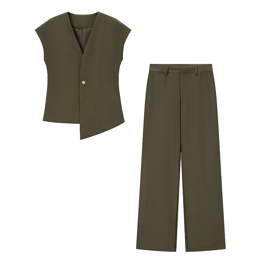 Chic V-Neck Vest &amp; Pant Set - Summer 2025 Glam
