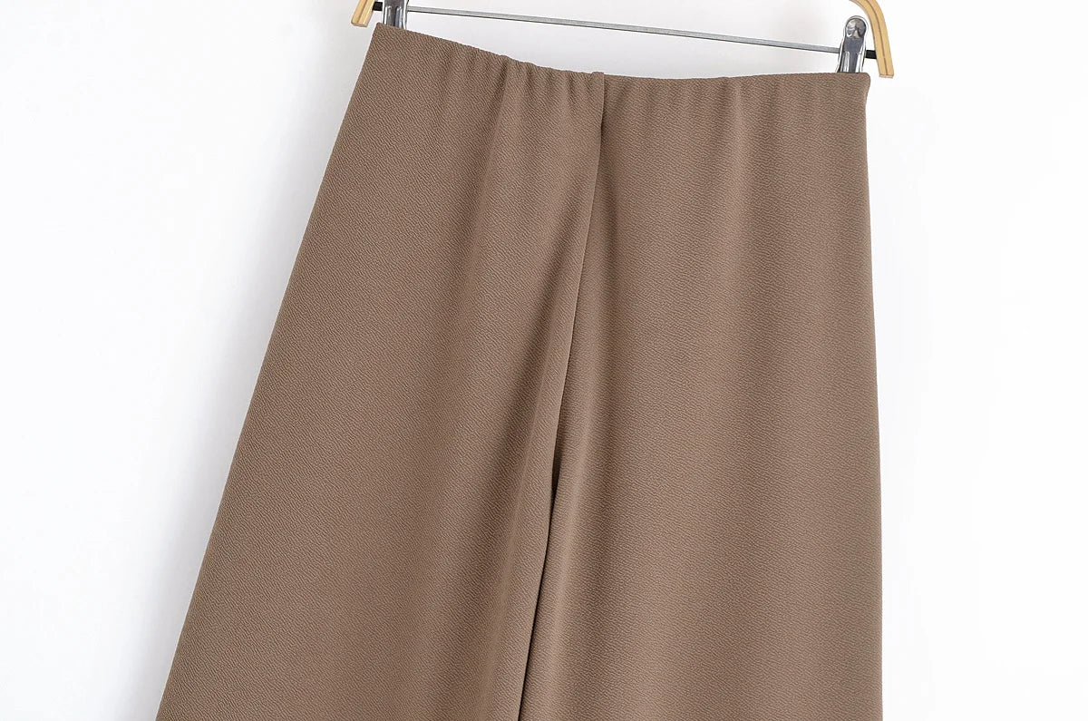 TRAF Simple Style Wide Leg Pants 2 Pieces Sets For Women Ruched Pin Vest Top Trousers Women's Suit 2025 New Casual Woman Outfits