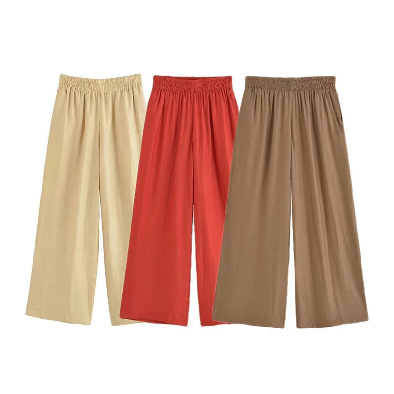 Willshela Women Fashion 2 Piece Set Solid Front Zipper Shirts & Vintage High Elastic Waist Trousers Feamle Chic Lady Pants Sets
