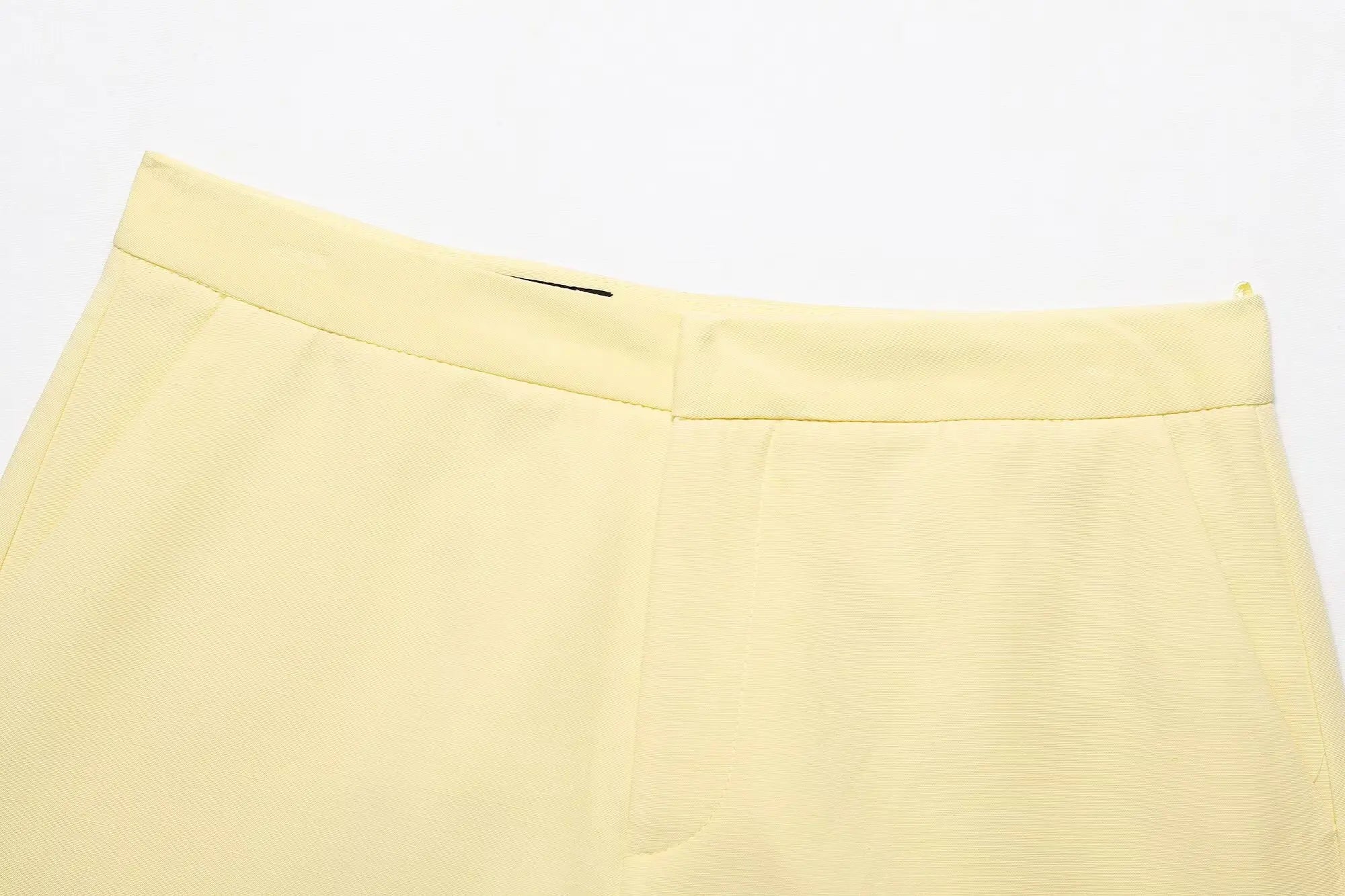 TRAFZA Women's Solid Square Collar Single Breasted Sleeveless Short Top+High Waist Zipper Side Pocket Shorts Female Slim Suits