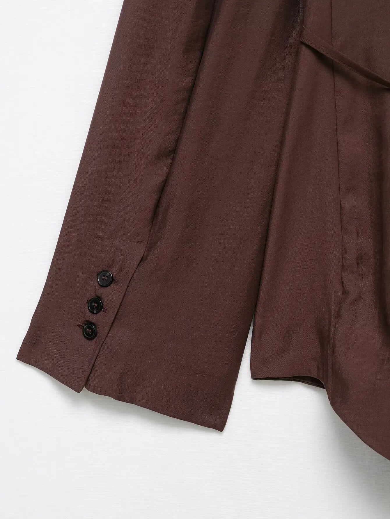TRAFZA Female Summer Fashion Suits Brown Turn-Down Collar Long Sleeves Bow Lace-Up Single-Breasted Coat+High Waist Zipper Shorts
