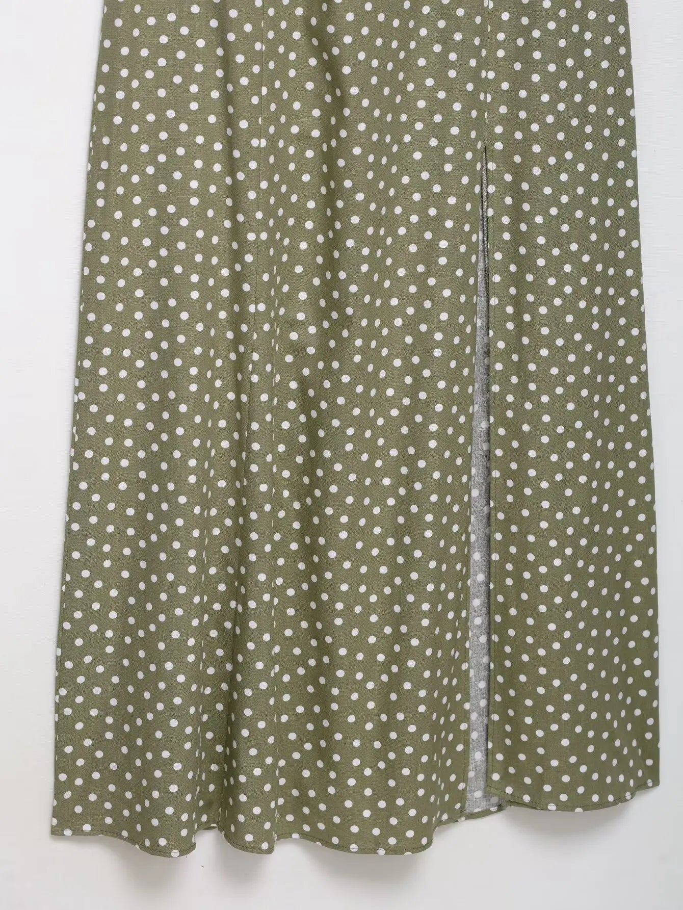 TRAF European and American style summer new fashion trend women's clothing linen polka dot round neck sling midi dress
