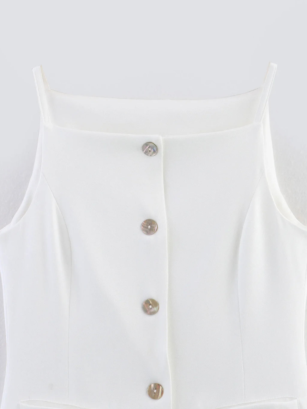 Spring 2025 New Arrival White Strapless Midi Vest Short Tank Top Fashionable Elegant Color Block Polyester Blend Women's Vest