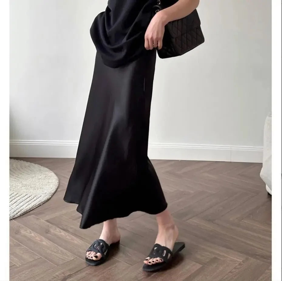 French Three-Acid Silk Purple Skirt - Radiate Elegance