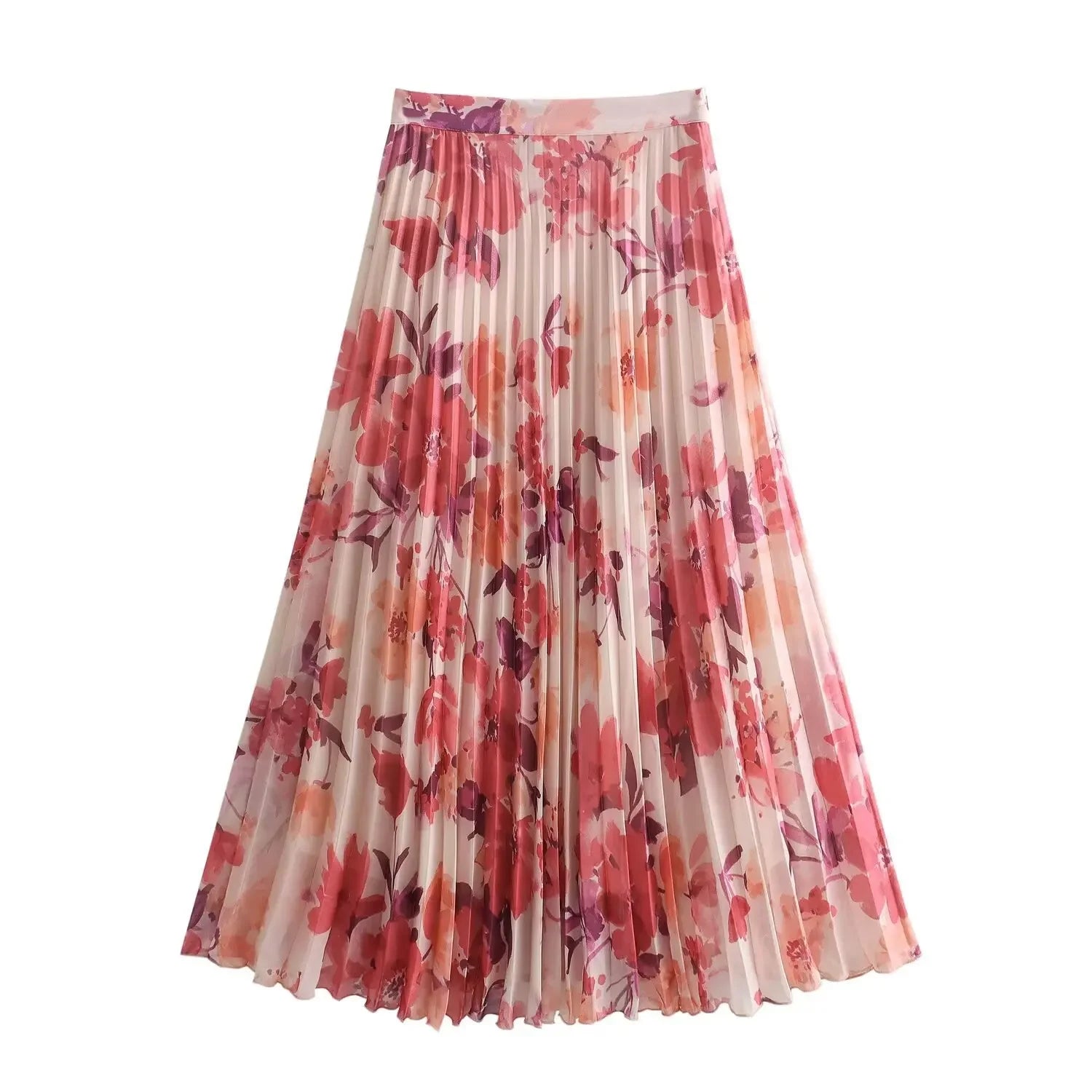 2024 Spring Casual New Arrival European Style Draped Printing Women's Shirt+A-Line Skirt Set Fashionable Female Suit