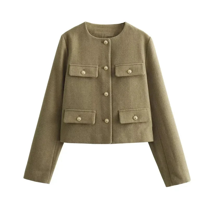 Elegant Cropped Button Jacket - Summer 2025 Chic