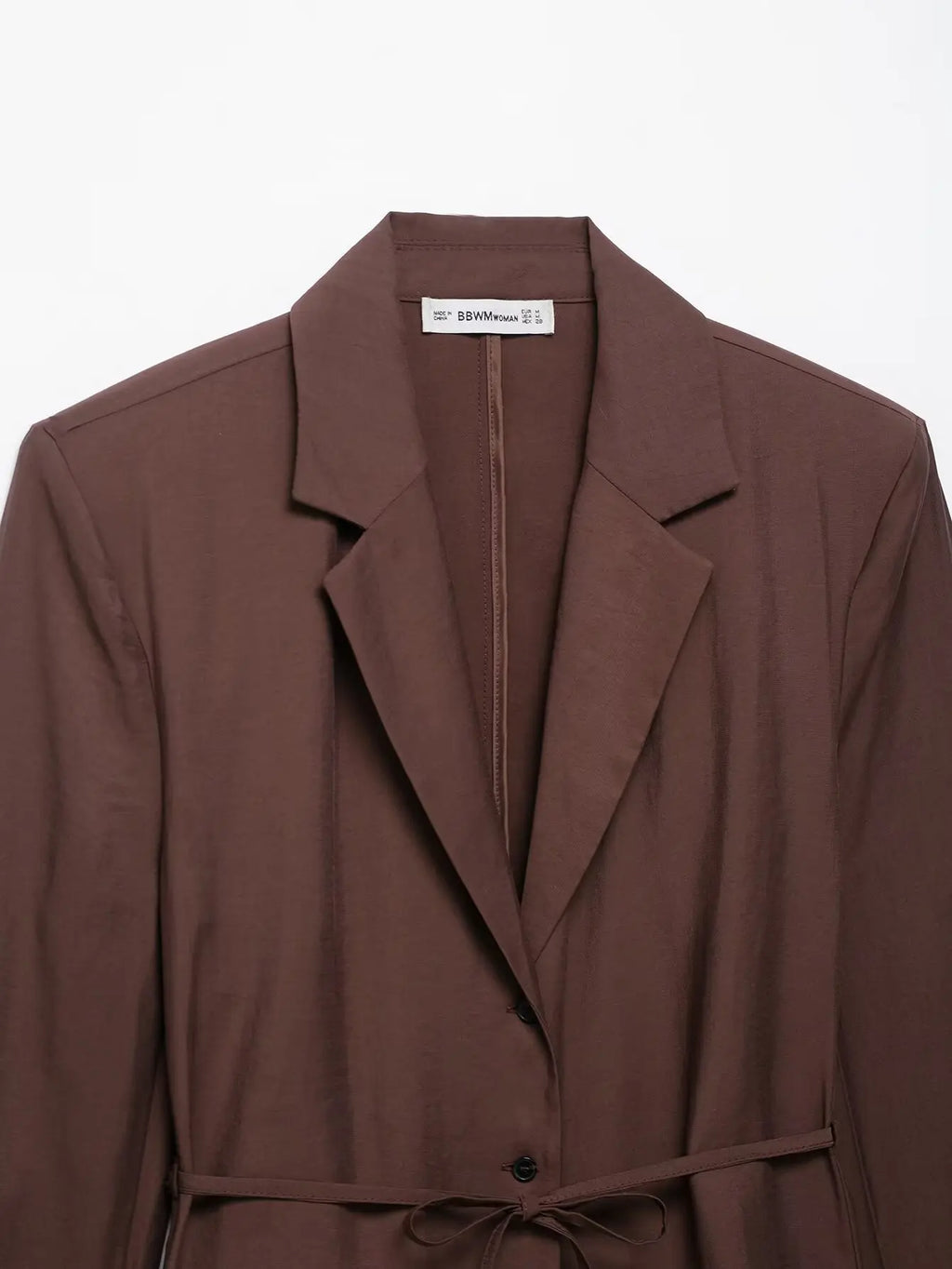 TRAFZA Female Summer Fashion Suits Brown Turn-Down Collar Long Sleeves Bow Lace-Up Single-Breasted Coat+High Waist Zipper Shorts