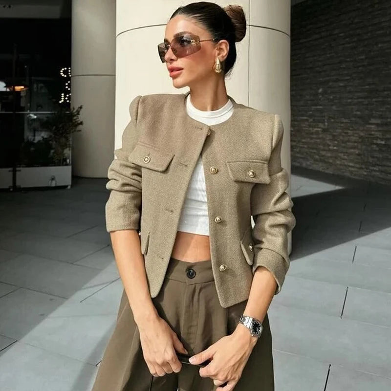 Elegant Cropped Button Jacket - Summer 2025 Chic
