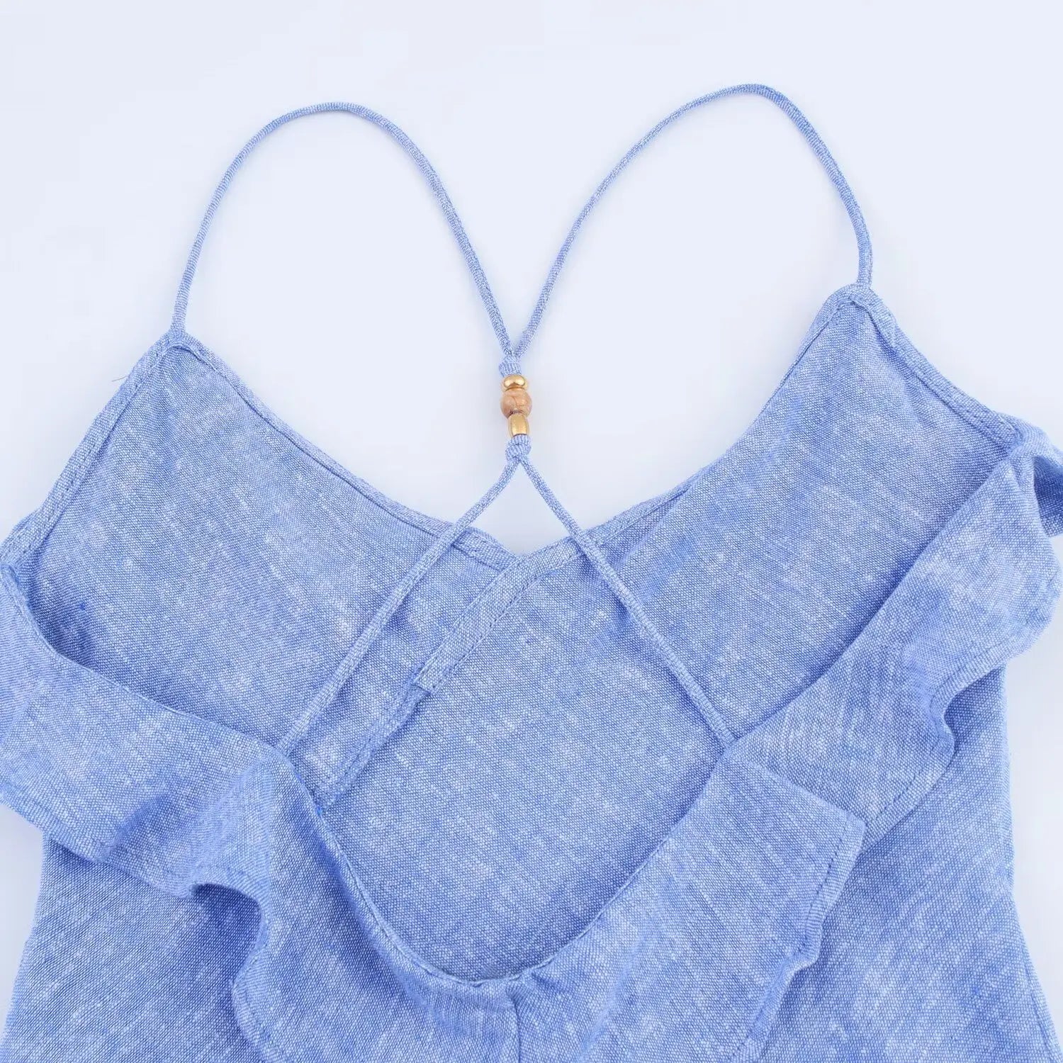 TRAF European and American style summer new fashion trend women's wear design sense linen blended layered suspender dress