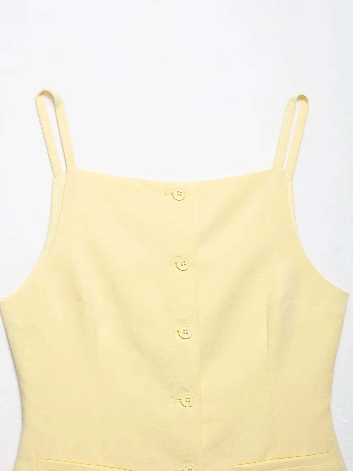 TRAFZA Women's Solid Square Collar Single Breasted Sleeveless Short Top+High Waist Zipper Side Pocket Shorts Female Slim Suits