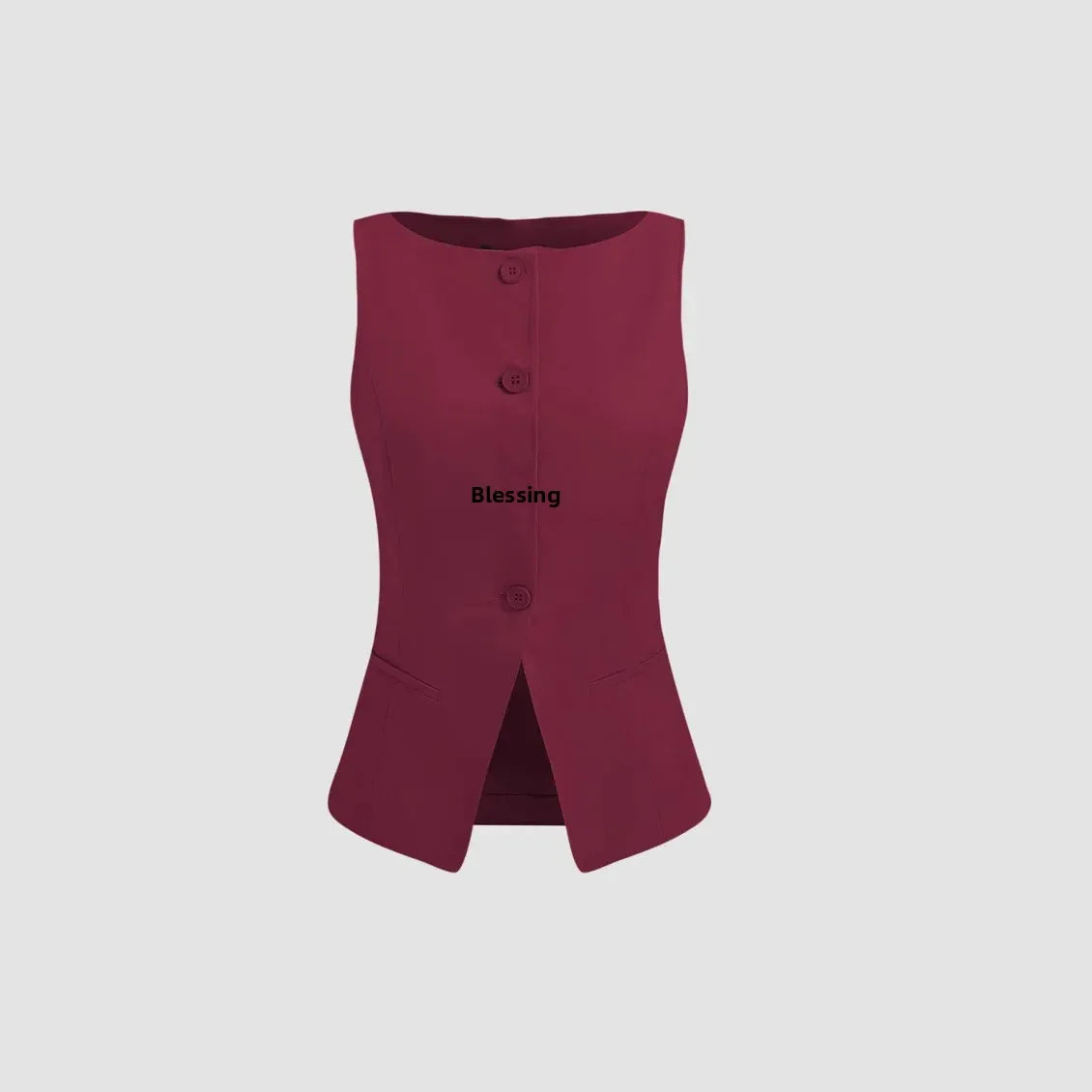 Fashionable Slim Fit Solid Color Commuter Vest for Women Comfortable Polyester Fiber Crew Neck Design Chinese Brand