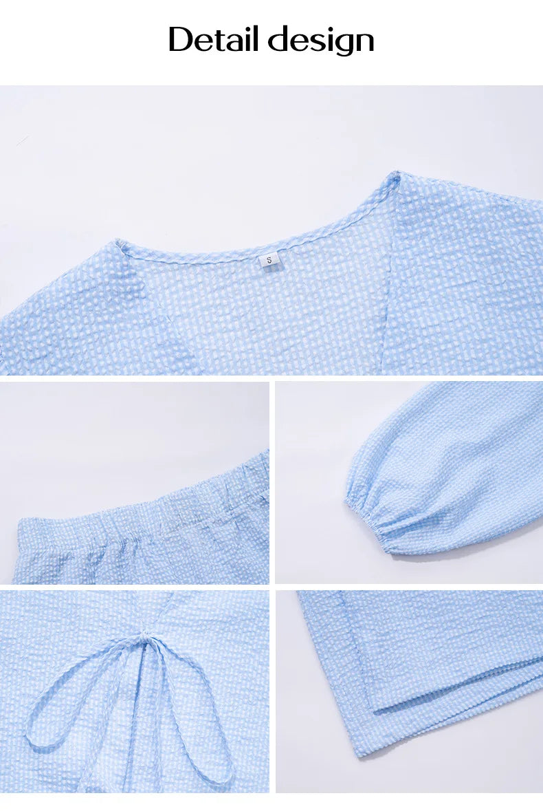 Europe and the new autumn and winter fashion women's casual loose striped cardigan long sleeve shorts suit