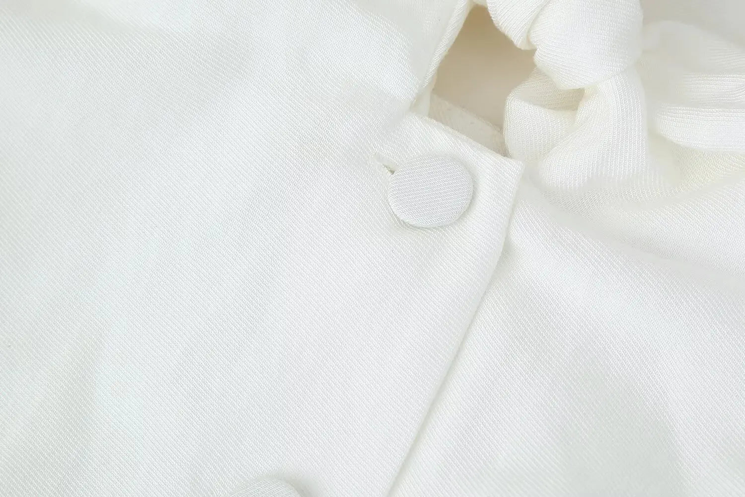 TRAFZA Women Pants Suit White Hanging Neck Collar Knot Decoration Top+Chic High Waist Side Pocket Zipper Pleated Wide-Leg Pants