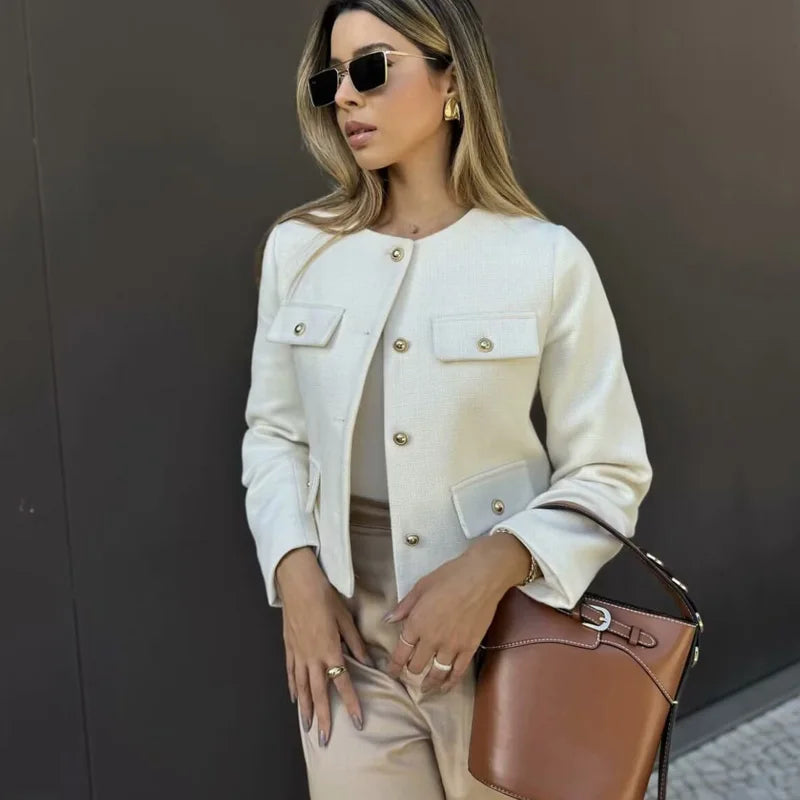 Elegant Cropped Button Jacket - Summer 2025 Chic