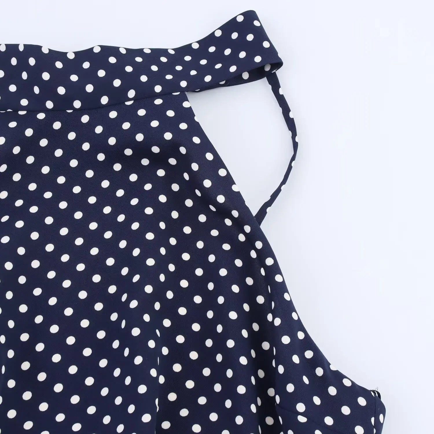TRAF European and American style summer new fashion trend women's slim fit with belt polka dot halter neck midi dress