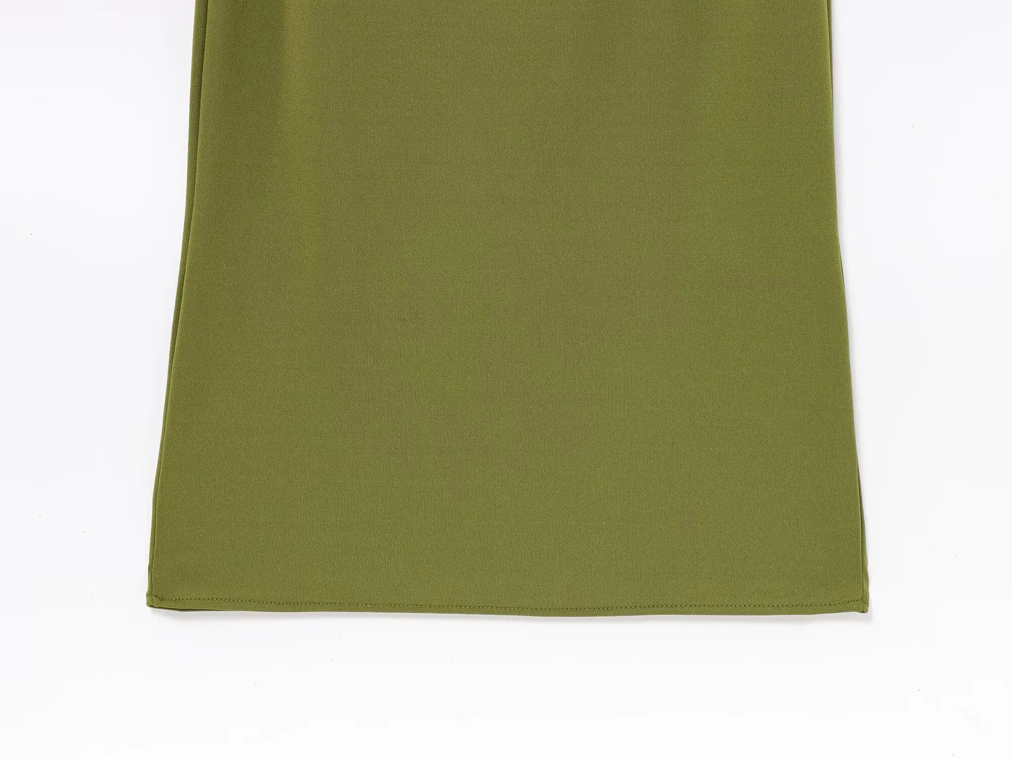 TRAFZA Female Summer Holiday Style Long Dress Green O-Neck Single-Shoulder Sleeve Hollow Out Waist Women's New Fashion Dresses