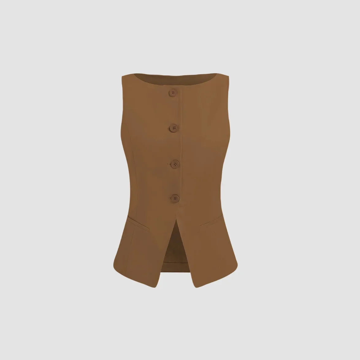 Fashionable Slim Fit Solid Color Commuter Vest for Women Comfortable Polyester Fiber Crew Neck Design Chinese Brand