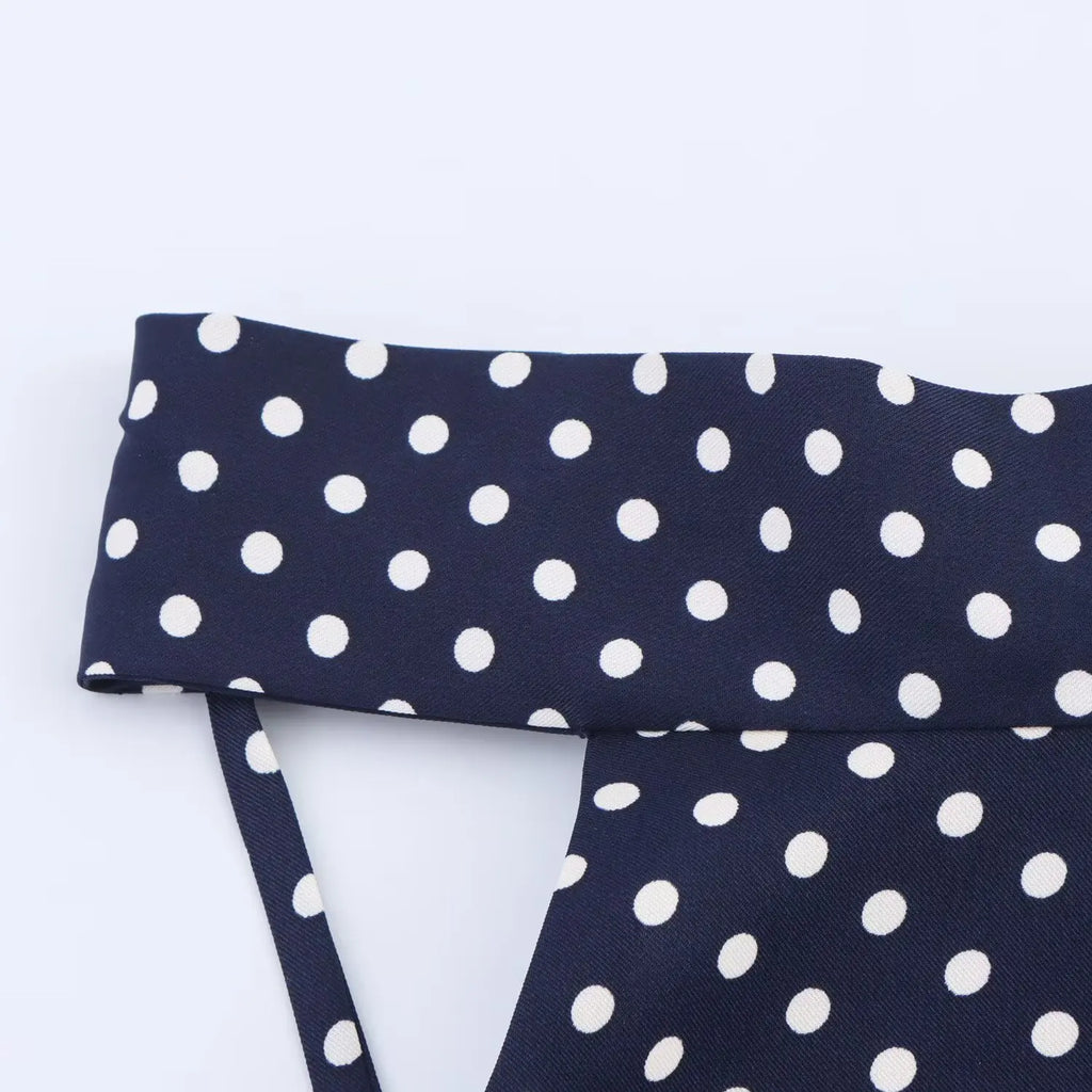 TRAF European and American style summer new fashion trend women's slim fit with belt polka dot halter neck midi dress