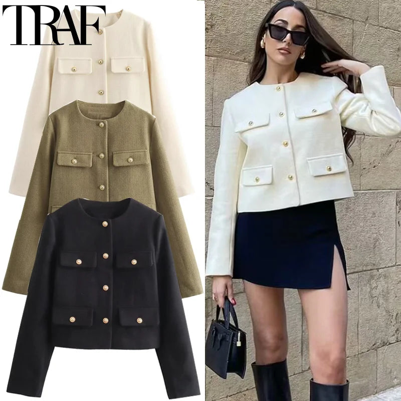 Elegant Cropped Button Jacket - Summer 2025 Chic