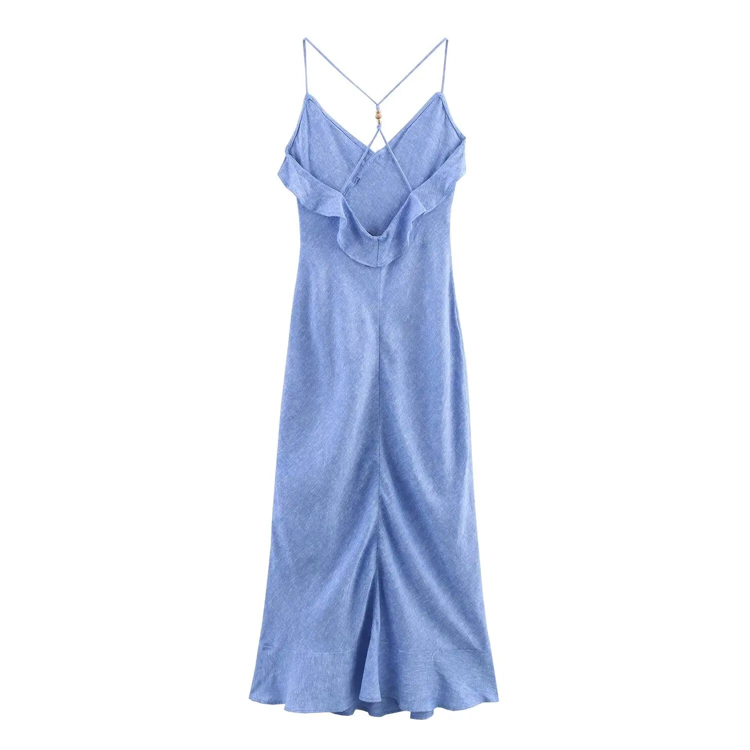 TRAF European and American style summer new fashion trend women's wear design sense linen blended layered suspender dress
