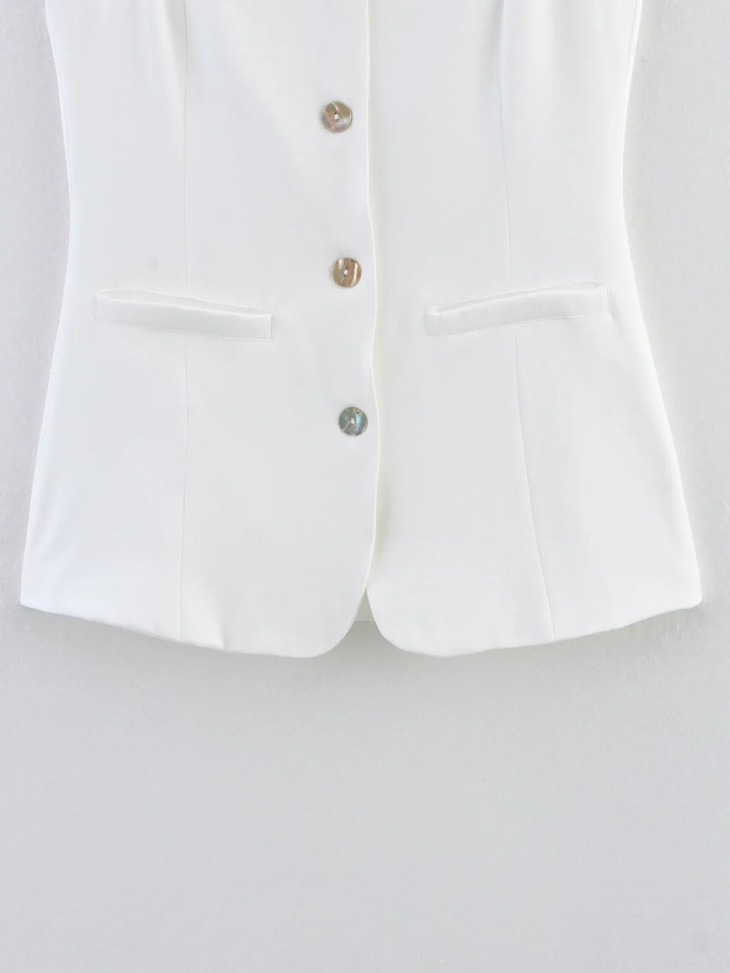 Spring 2025 New Arrival White Strapless Midi Vest Short Tank Top Fashionable Elegant Color Block Polyester Blend Women's Vest
