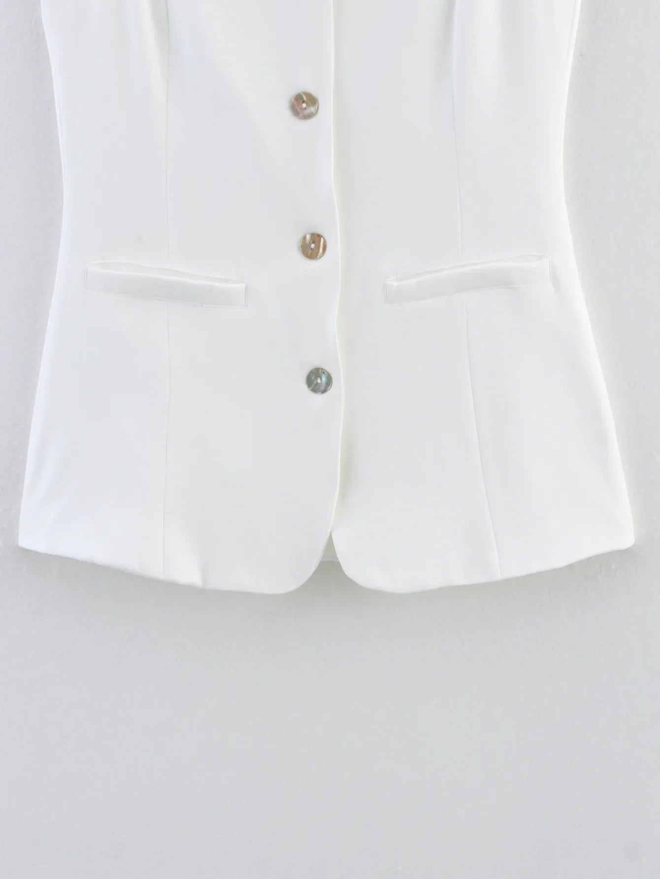 Spring 2025 New Arrival White Strapless Midi Vest Short Tank Top Fashionable Elegant Color Block Polyester Blend Women's Vest