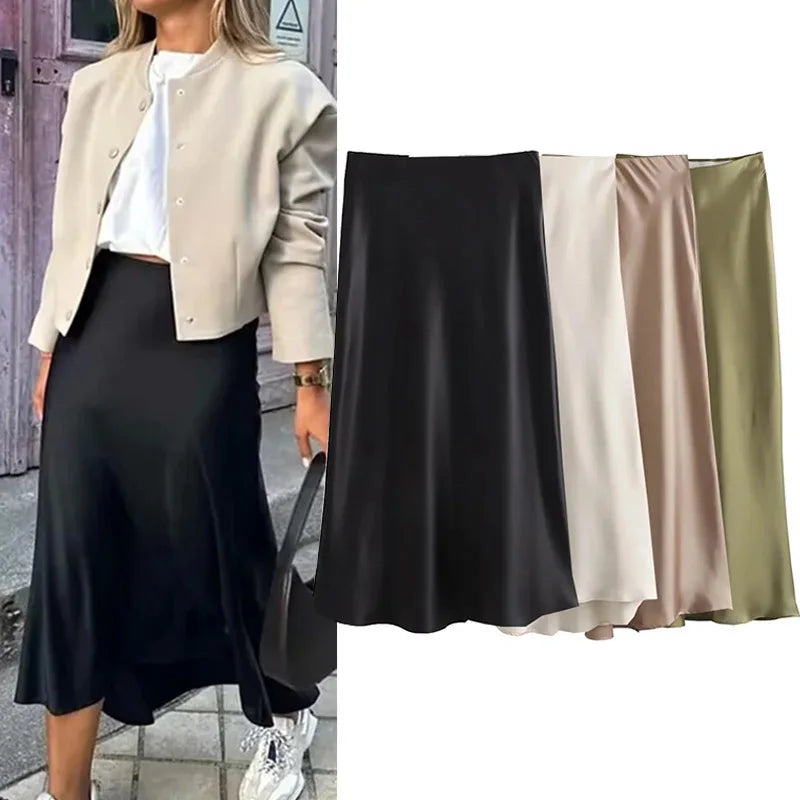 High-Waisted Satin Midi Skirt - Own Your 2025 Elegance