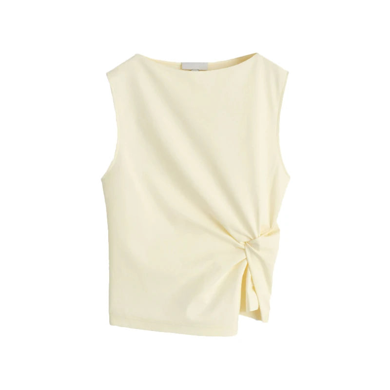 Z 2025 Summer Faion Women's Vest And Skirt Set round Ne ort Sve Boat Ne f-length Polyester Fiber Ensemble
