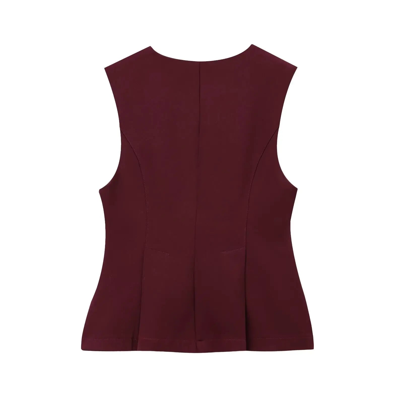 TFMLN 2025 Summer Women Solid Zipper Tops Vintage Causal Sleeveless O Neck Tank T Shirt Fashion Pleated Vest High Street Top