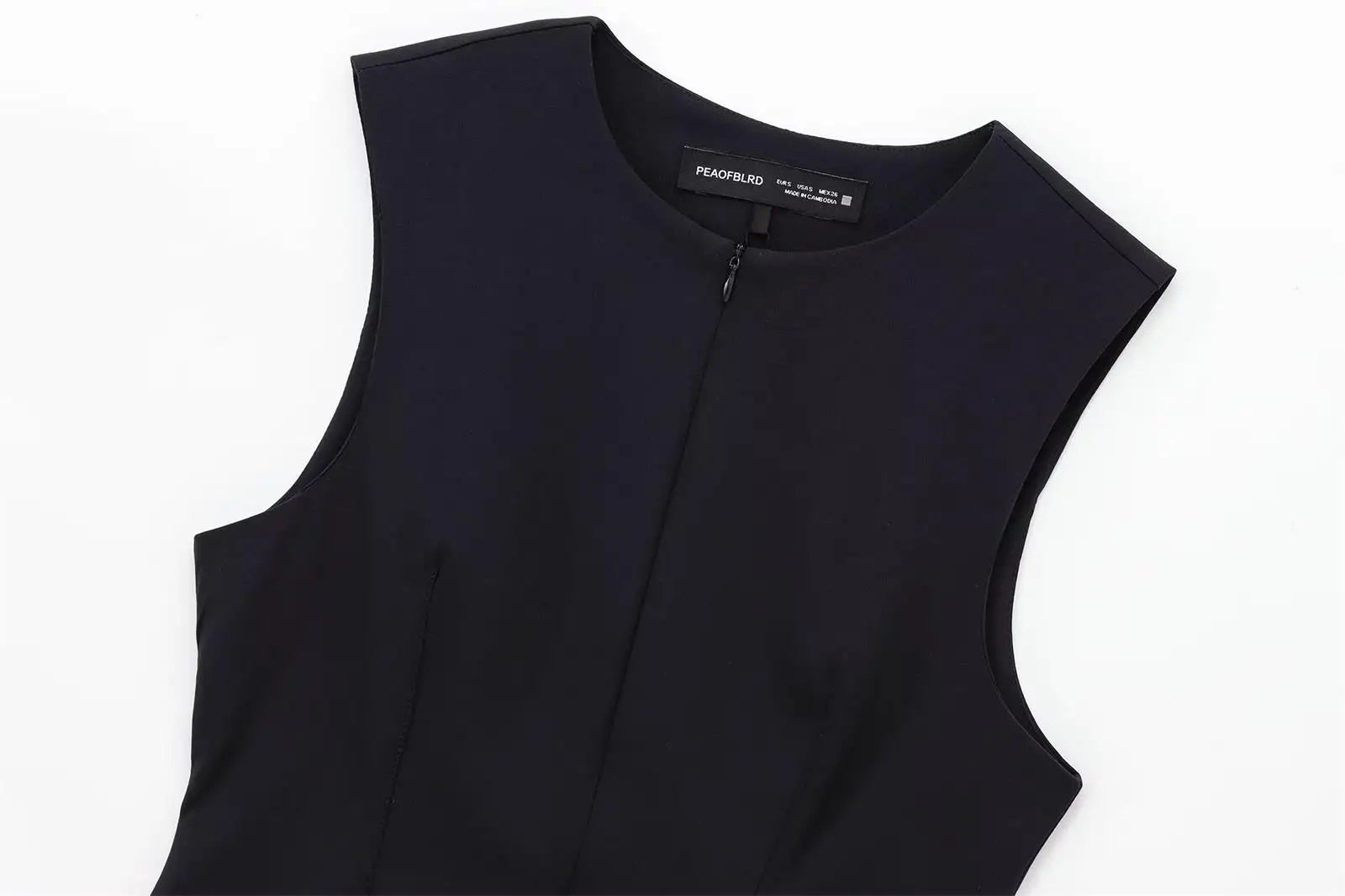 TFMLN 2025 Summer Women Solid Zipper Tops Vintage Causal Sleeveless O Neck Tank T Shirt Fashion Pleated Vest High Street Top