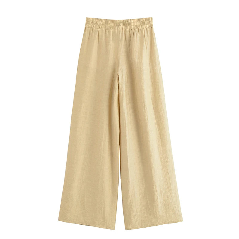 Willshela Women Fashion 2 Piece Set Solid Front Zipper Shirts & Vintage High Elastic Waist Trousers Feamle Chic Lady Pants Sets