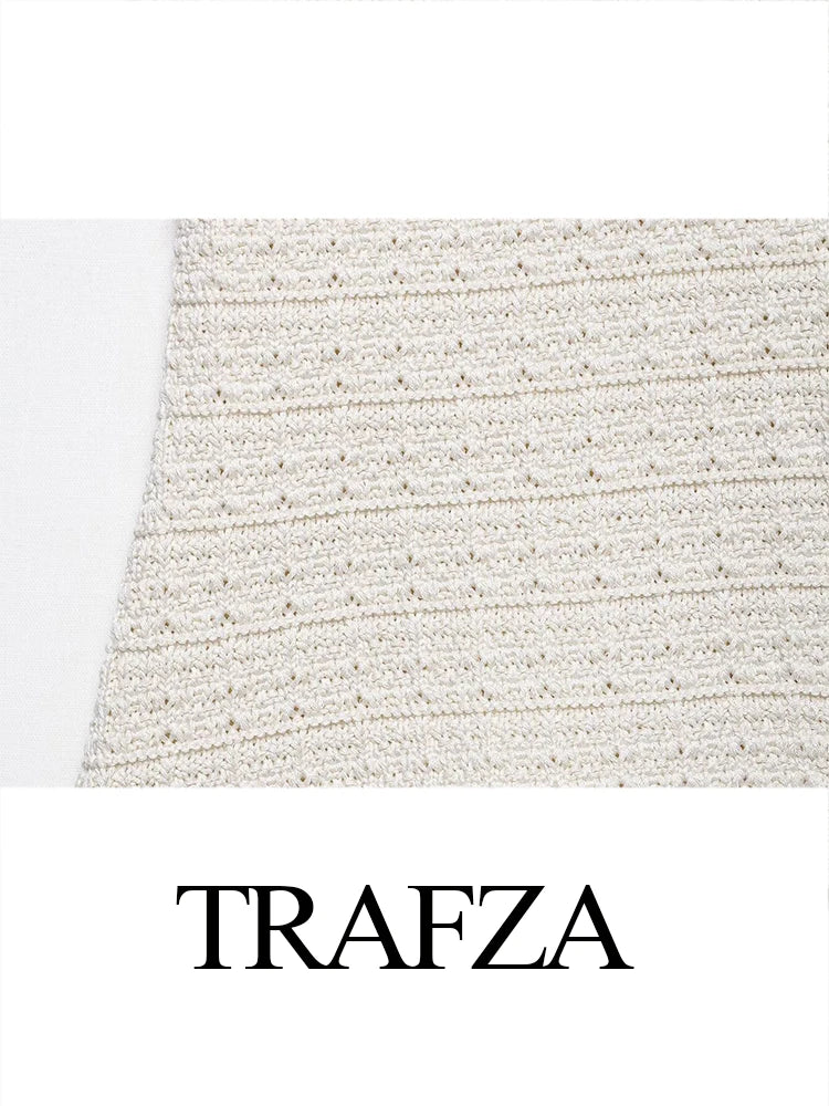 TRAFZA Women's Casual Slim Sets Solid Sleeveless Single-Breasted Vest Top+High Waist Mini Skirt Female Fashion Skirt Suit