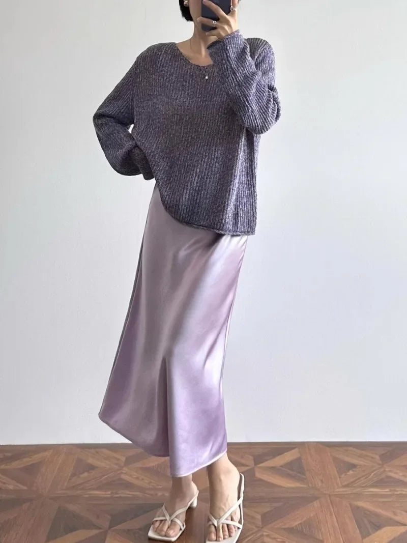 High-Waisted Satin A-Line Skirt - Elegant Spring/Summer 2025