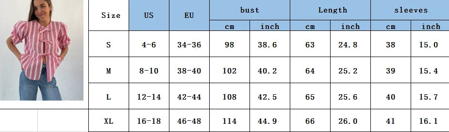 Women's Y2K Kawaii Summer Peplum Blouses Tops 3/4 Puff Sleeve Round Neck Bow Knot Tie-Up Front Babydoll Flare Casual Shirts