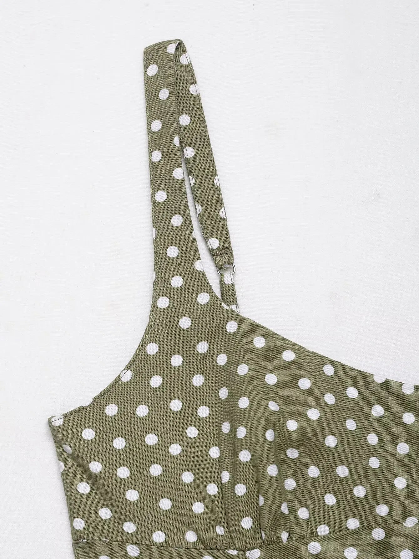TRAF European and American style summer new fashion trend women's clothing linen polka dot round neck sling midi dress