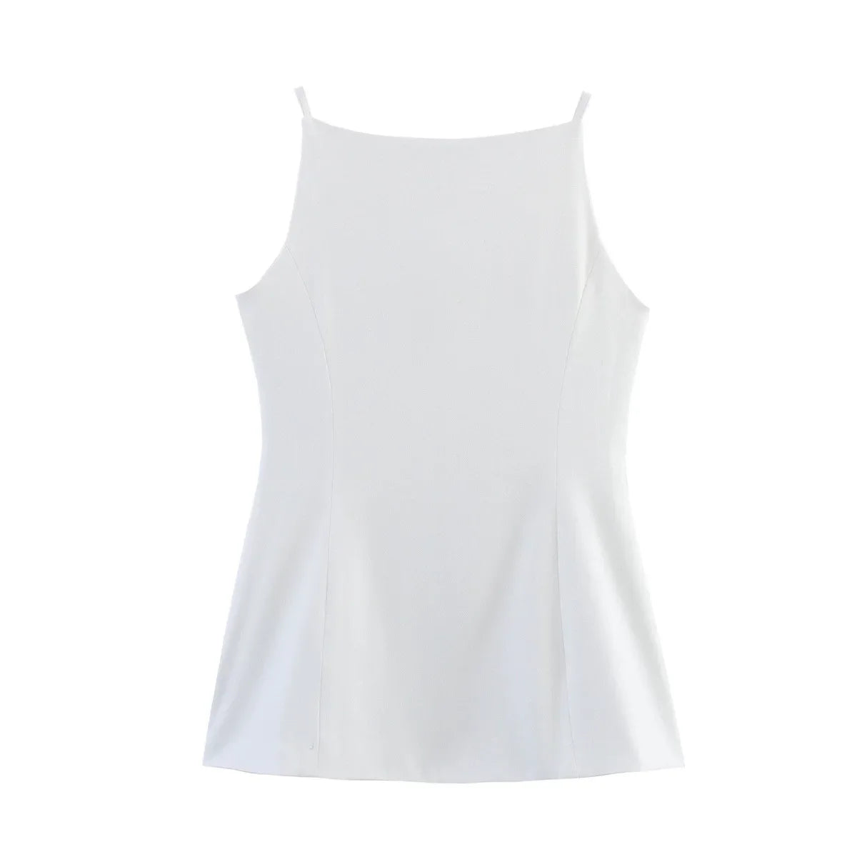 Spring 2025 New Arrival White Strapless Midi Vest Short Tank Top Fashionable Elegant Color Block Polyester Blend Women's Vest