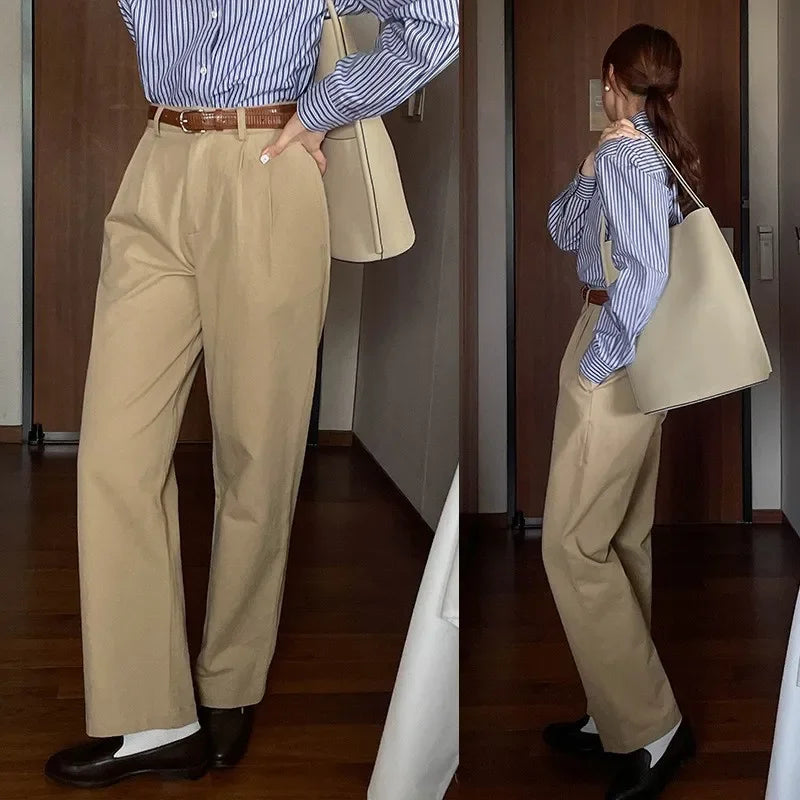 French Vintage Khaki Pants - Chic Meets Timeless