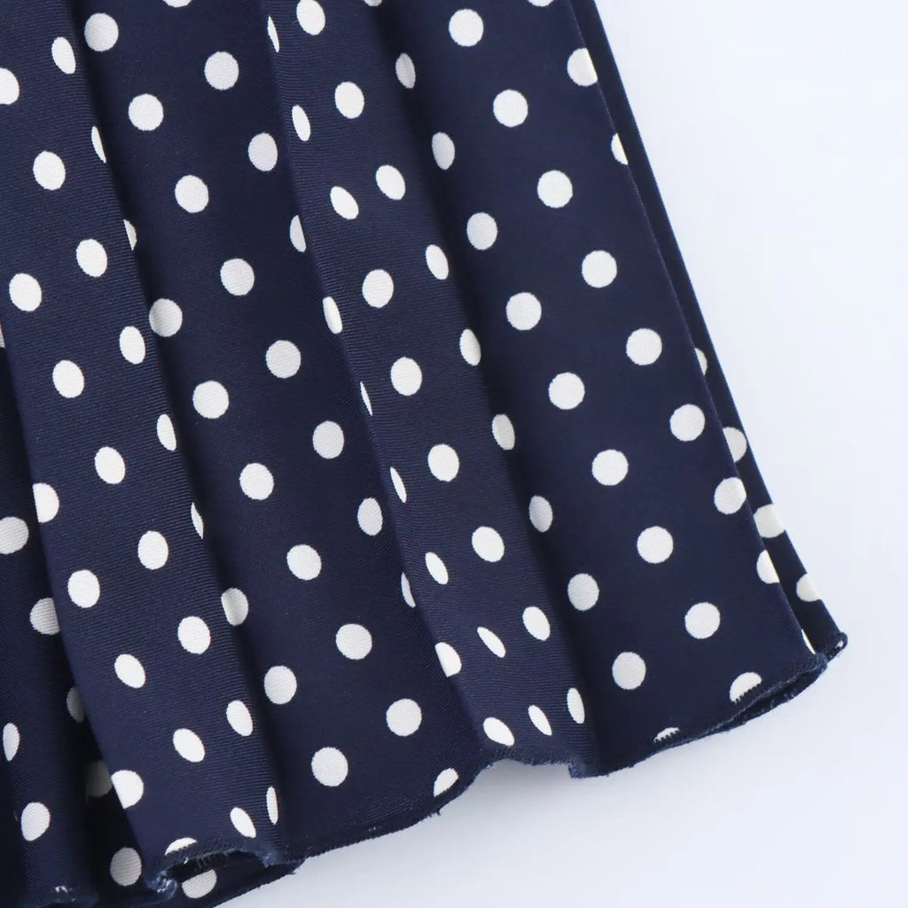 TRAF European and American style summer new fashion trend women's slim fit with belt polka dot halter neck midi dress